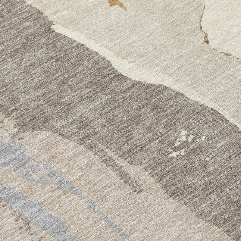 Machine Washable Indoor/Outdoor Chantille ACN2652 Abstract Rug, 2'3" x 7'6" Runner, Ivory
