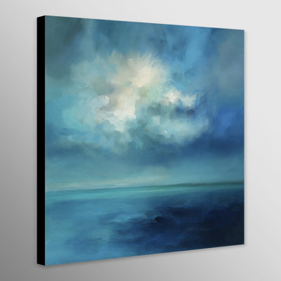 Serenne Seascape with Cloudy Skies Wall Art - Canvas Framed Print