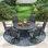 Ensemble repas d'extérieur pour patio - table ronde 53 po avec trou pour parasol + 6 chaises pivotantes