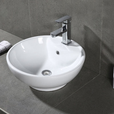Symple Stuff Elmhur 19.68'' White Ceramic Circular Bathroom Sink with Overflow
