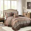 Literie réversible 5 pièces Red King - élégante feuille géométrique et médaillon, 100% avec revers de couleur unie, comprend 1 couvre-lit, 2 taies décoratives, coussins décoratifs, facile à entretenir-124253590