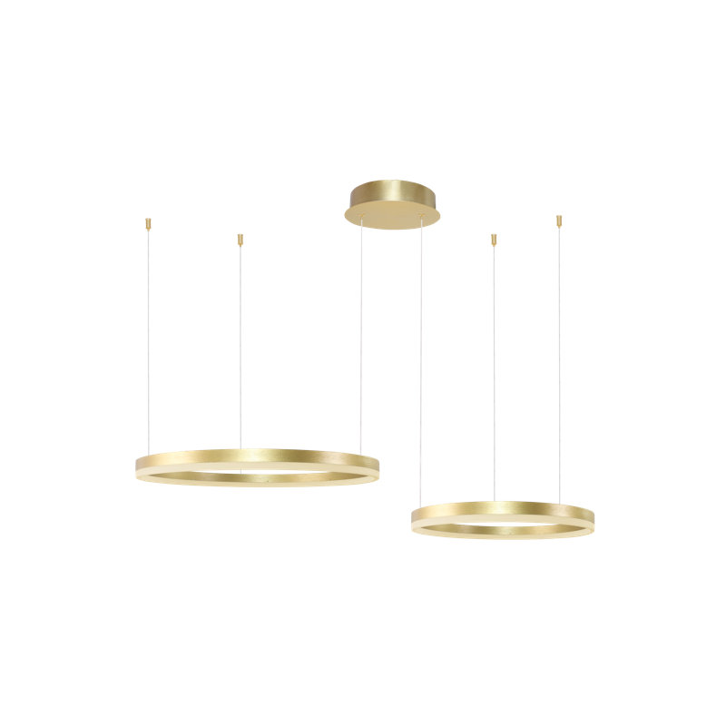 2 - Light LED Crystal Pendant, Gold, Gold