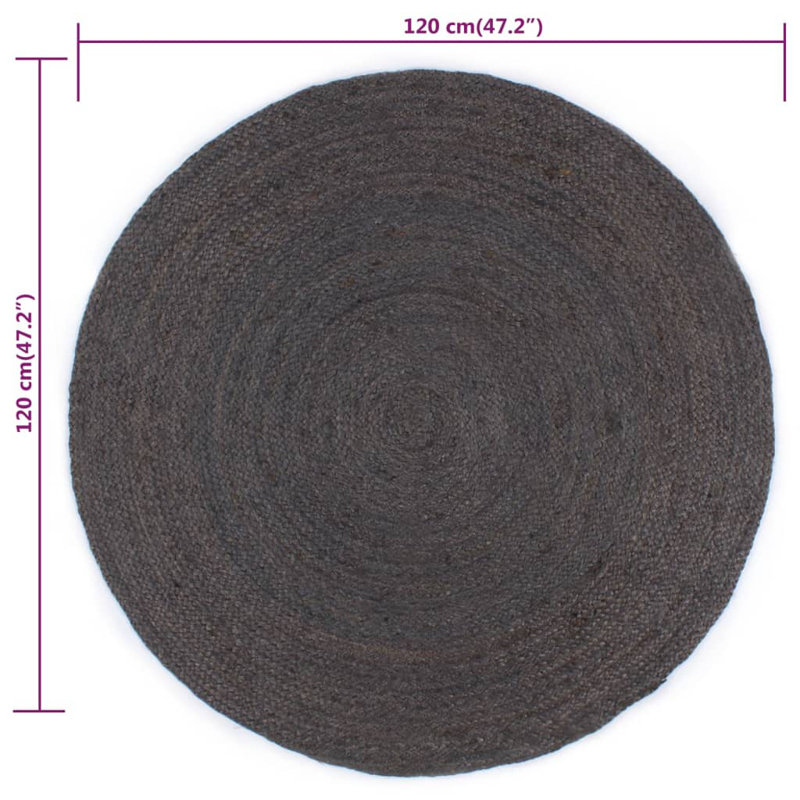 Round Solid Colour Hand Woven Area Rug, Round 120cm