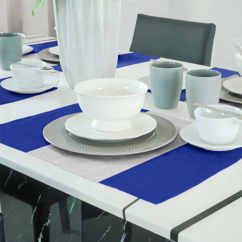 Florida Striped Rectangle Placemat, Blue, Cotton Twill