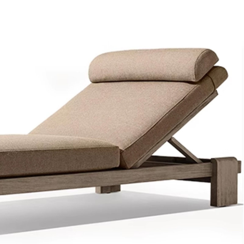 Chaise longue d'extérieur pour la cour, Brun, Gris