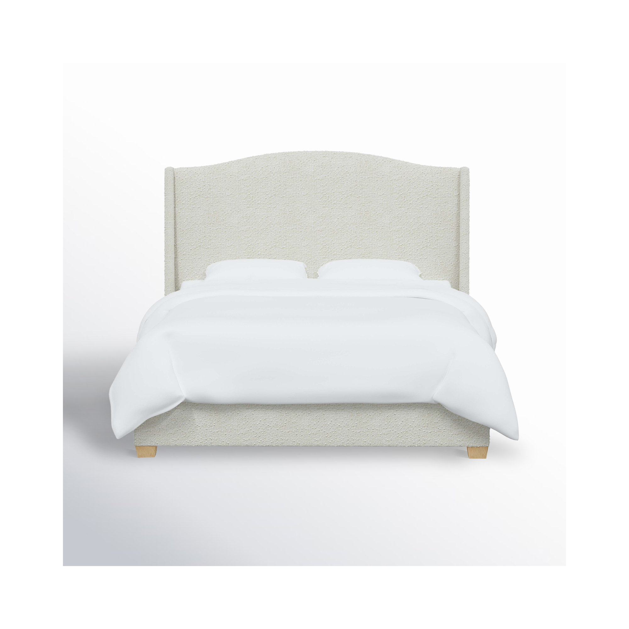 Allis Upholstered Wingback Bed, Classic Snow Boucle, Queen