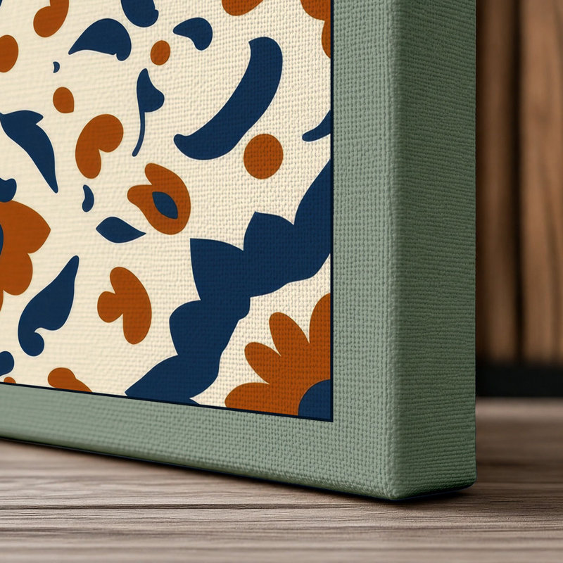 Tile Pattern Geometric - Wrapped Canvas, 36x24 - 91.4 x 61.0 cm, Sage Border