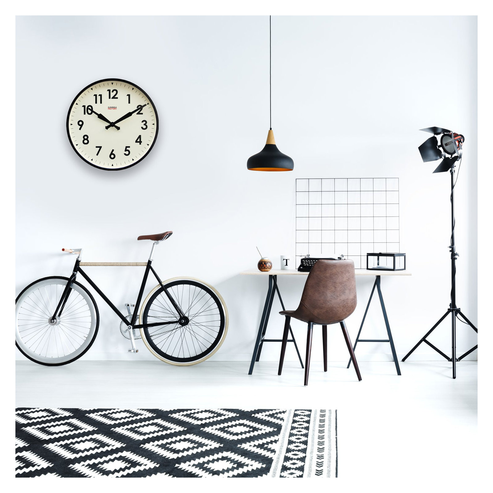 18'' Metal Wall Clock, Black