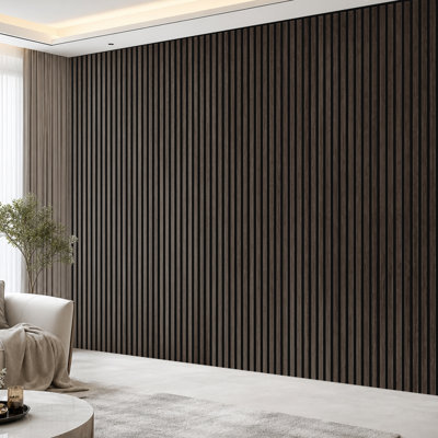 2 pièces de panneaux muraux 16 po x 10 po à aspect bois, panneaux de lattes insonorisées 3D pour décoration murale intérieure (23 pieds carrés / caisse)