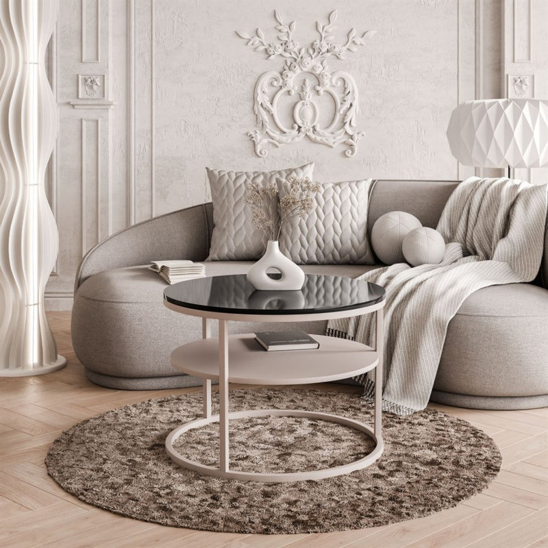 Frame Coffee Table with Storage, Black Gloss