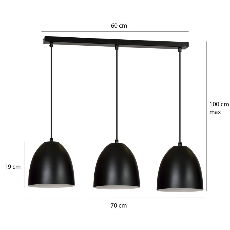 Murphy 3 - Light Pendant, Black/White