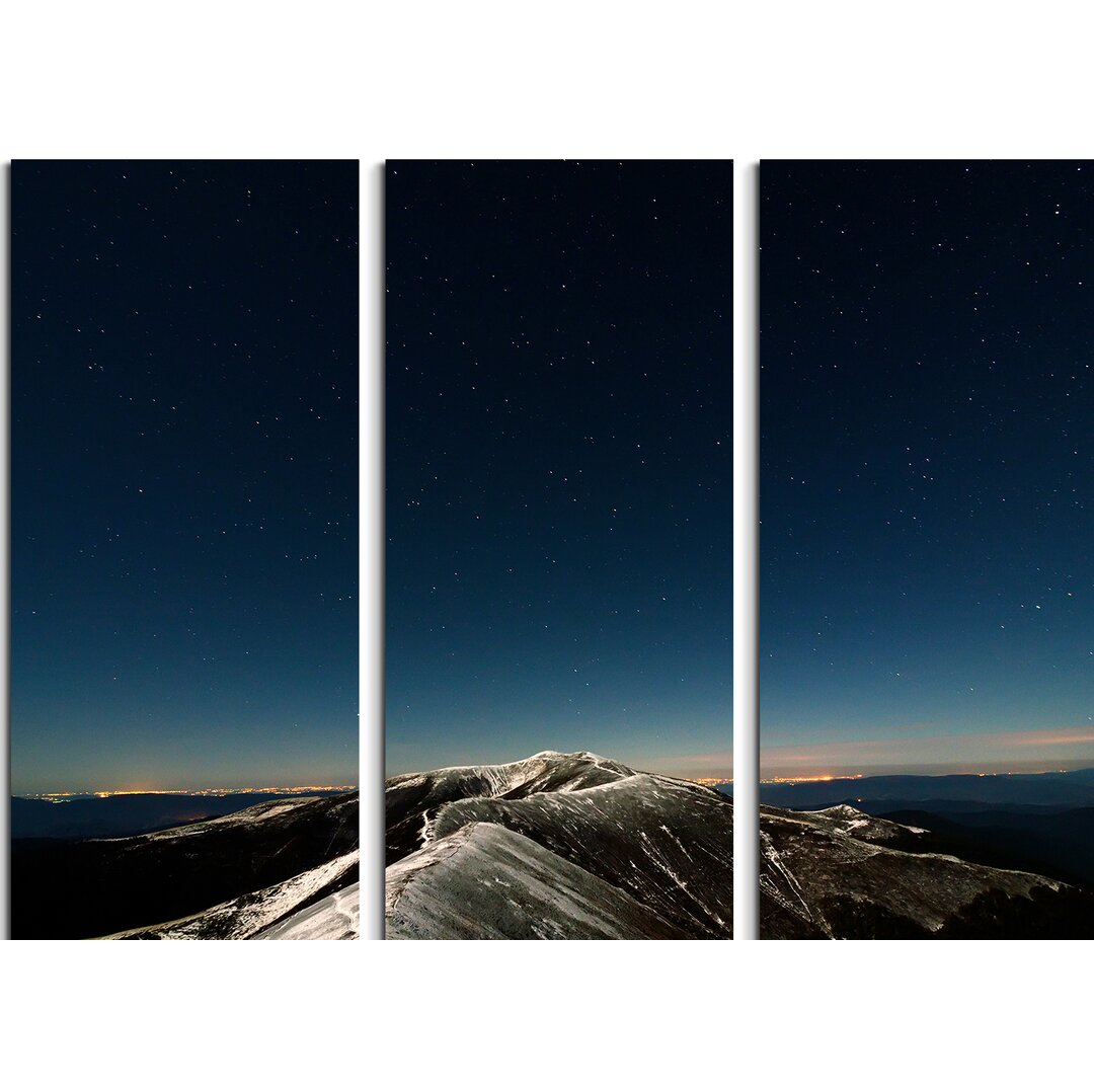 3-tlg. Leinwandbilder-Set Sternenhimmel am Berggipfel