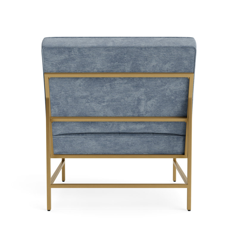 Major Chair, Vintage Chenille - Smoky Blue, Brushed Brass
