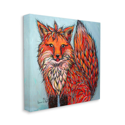 Art moderne sur toile tendue surdimensionné avec renard roux moderne par Karrie Evenson