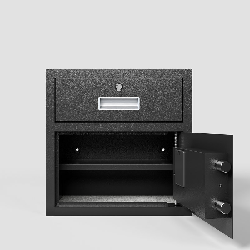 Coffre-fort électronique en acier à clavier numérique - argent comptant, ornements, pièces d'identité, 1,69 pi³, noir, et boîte à bijoux en noir, papiers, pieds, conception de vol