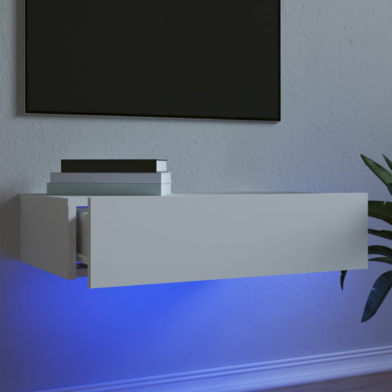 Meuble télé avec lumières DEL Briahnna, Blanc