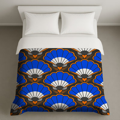 Blue Orange Fan Motif Duvet Covers