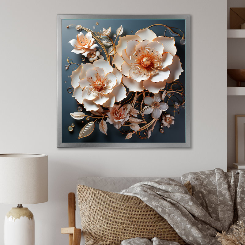 Modern Modern Roses Transparent Romance sur toile, Cadre simple argenté, H 36 po x l 36 po x P 1,5 po
