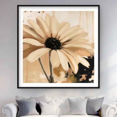 Belle marguerite | Beige, reproduction matte encadrée pour la décoration intérieure
