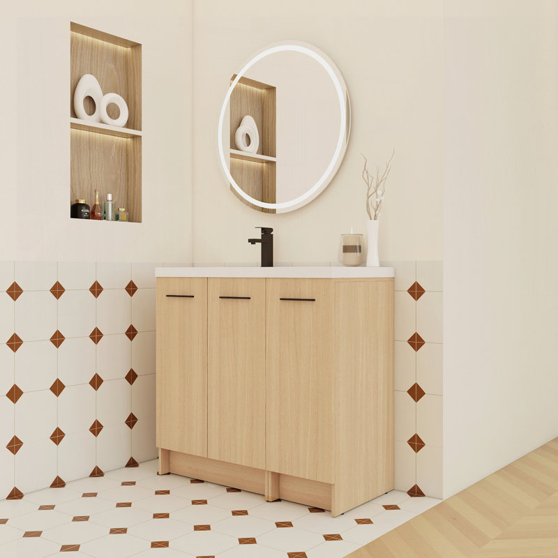 Meuble-lavabo modulaire sur pied 36 po avec lavabo en résine