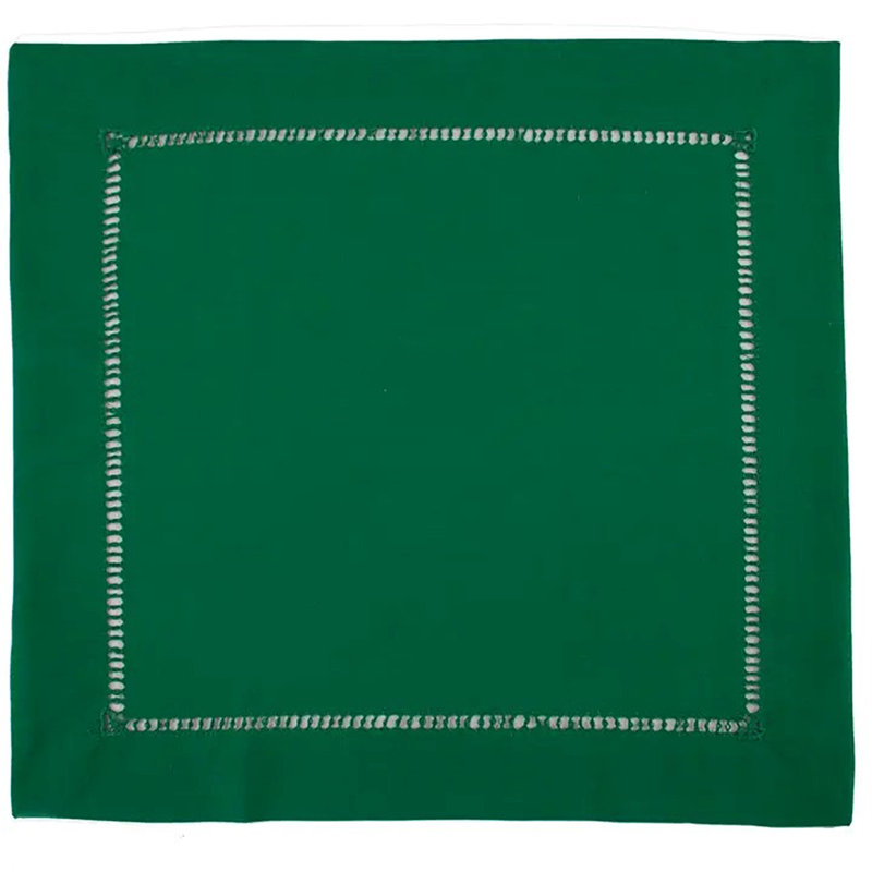 Classic Hemstitch Emerald Cloth Napkins 18"W X 18"L, Set of 4