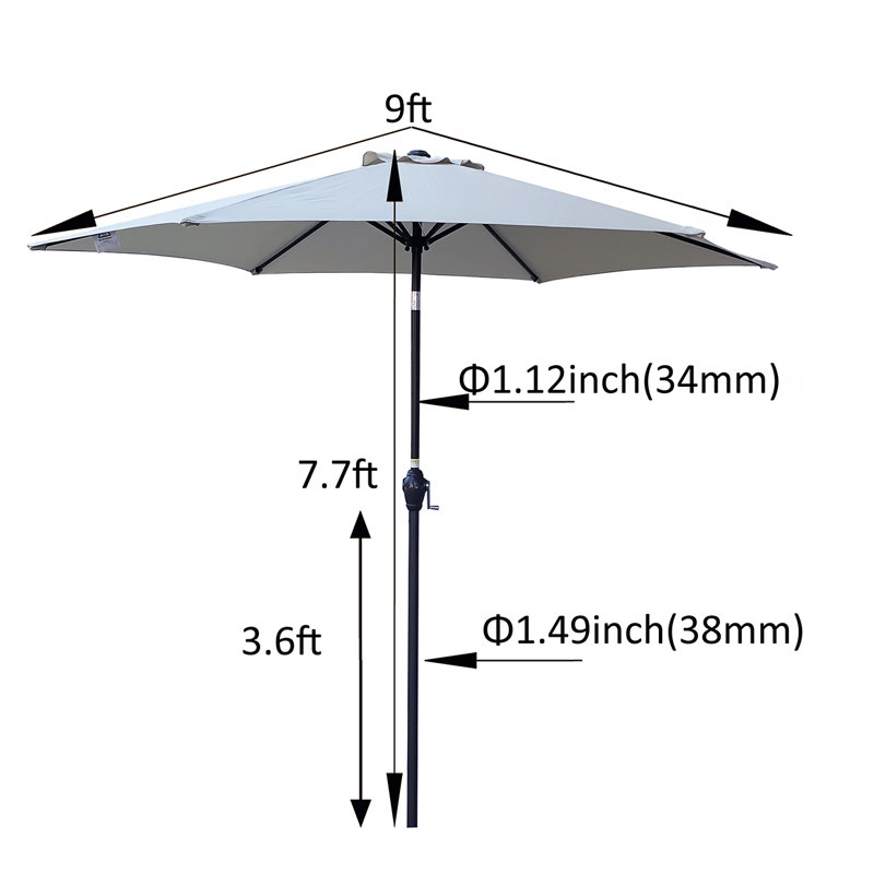 9FT UMBRELLA Ice Stripe, White
