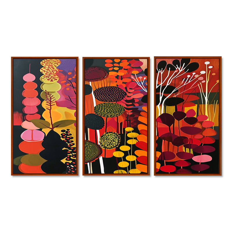 Gregson - Botanicals, ensemble de décorations murales, H 40 po x l 60 po x P 1 po, Cadre flottant brun
