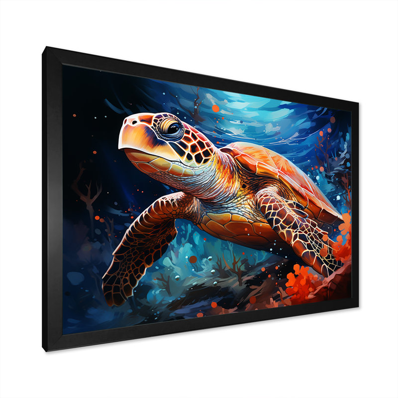 «Contemporary Marine Life V», reproduction sur toile, Cadre simple noir, H 30 po x l 40 po x P 1,5 po