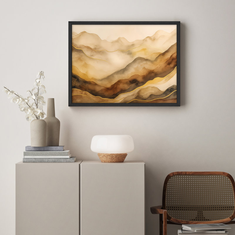 Reproduction d'art encadrée abstraite pour décoration intérieure moderne - 11 po x 14 po, H 11 po x l 14 po, Naturel