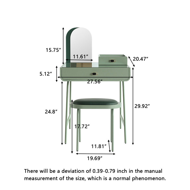 Bureau et coiffeuse minimalistes modernes avec miroir, 70 cm (27,56 po).
