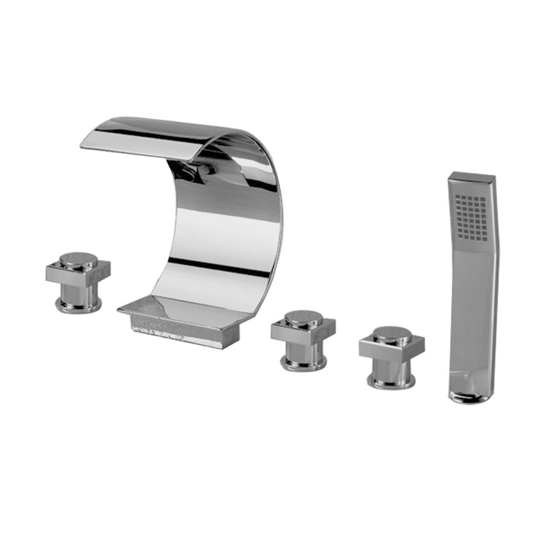 3 Handle Bathroom Waterfall Faucet with Diverter
