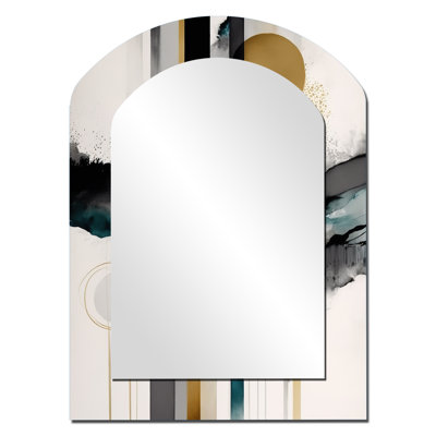 «Abstract Transitional Modern Shapes III», miroir mural arqué à formes abstraites, miroir décoratif asymétrique noir