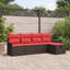 Ensemble de canapé de jardin avec coussins vidaXL 5 pièces brun et rouge-1736159872