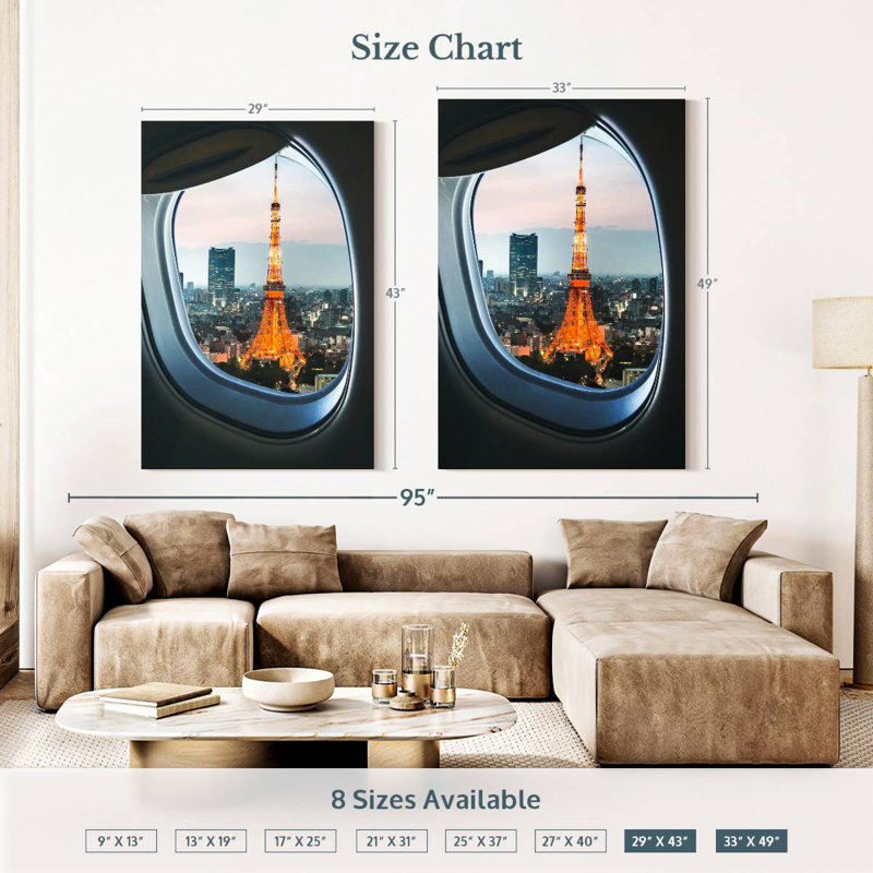 Aime Tokyo Tower Plane Window View, 51" H x 34" W