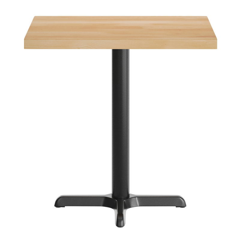 Plateau de table rectangulaire en bois massif avec base en X, Bois naturel, H 29,5 po x L 30 po x l 24 po, Noir