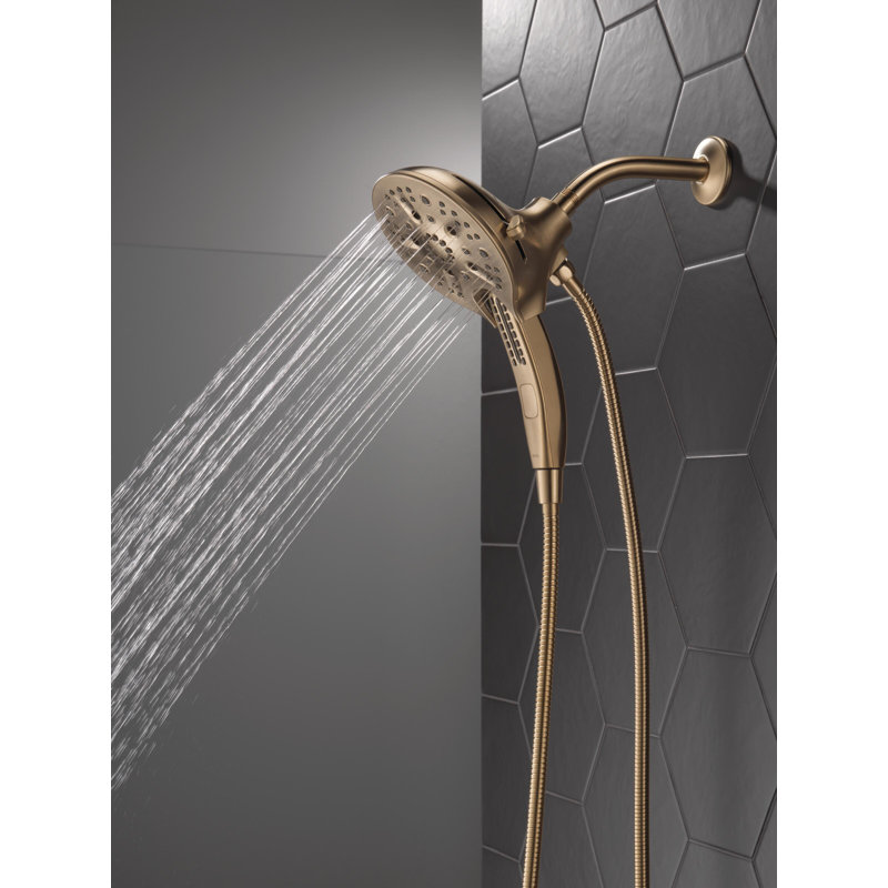 2.5 GPM Rain Dual Shower Head with H2Okinetic Technology, Champagne Bronze