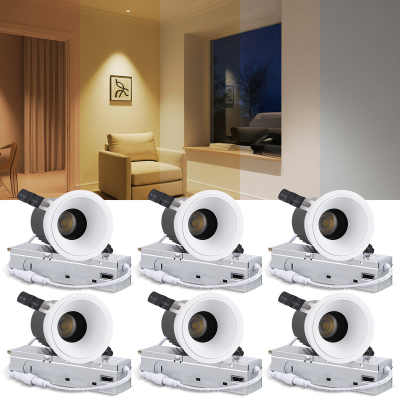 Lumières encastrées rotatives à DEL de 3 pouces 5CCT avec J-Box, à intensité variable, sélectionnable 2700K-5000K
