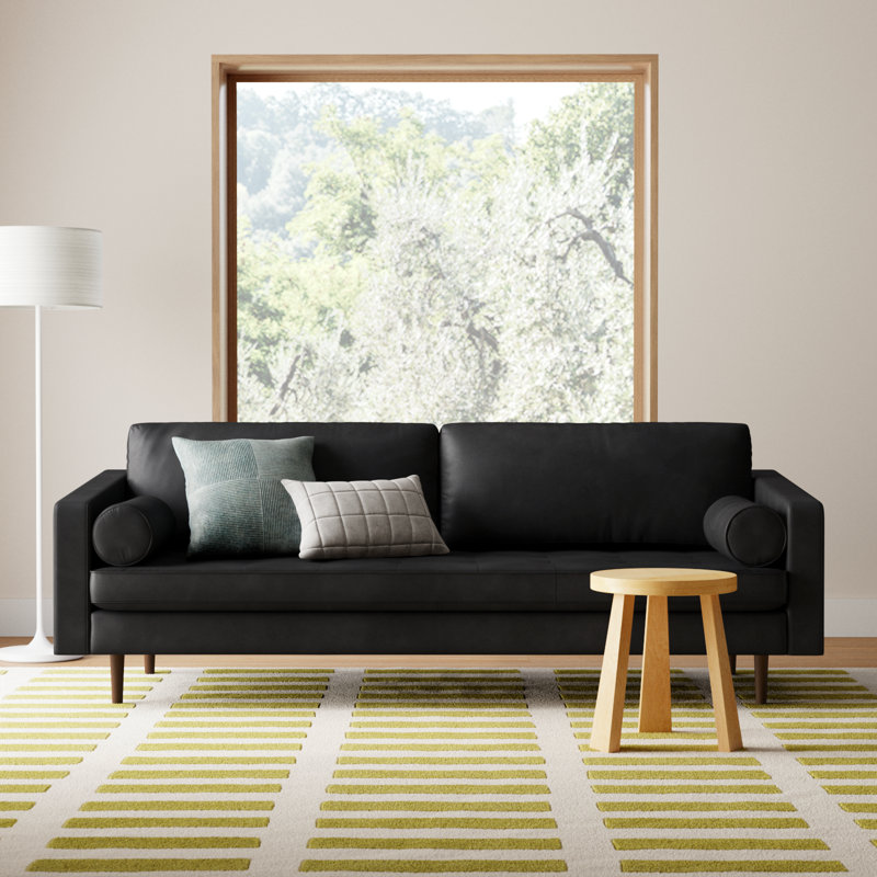 Pritchett 84" Vegan Leather Sofa, Midnight Black Vegan Leather