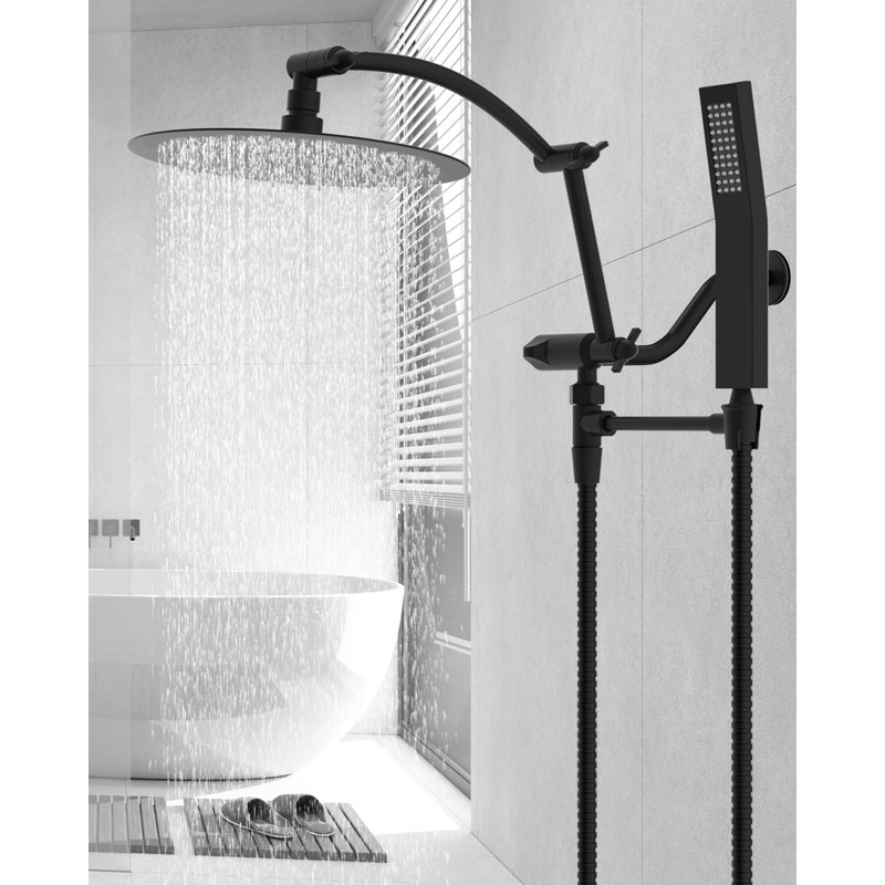 Matte Black 10" Rainfall Shower Head Combo with Handheld