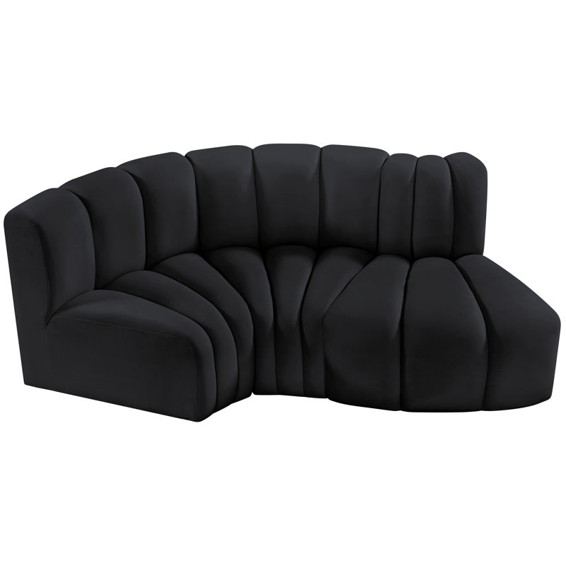 Hubertus Upholstered Sofa & Chaise, Black Velvet