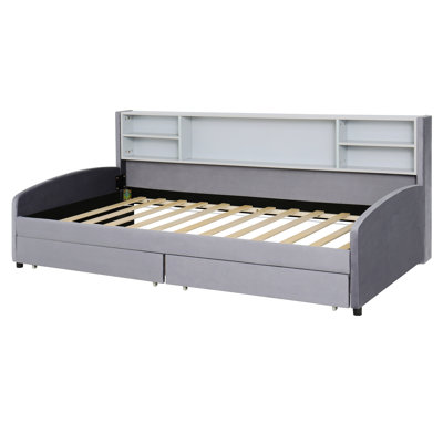 Upholstered Platform Bed with Storage and Drawers