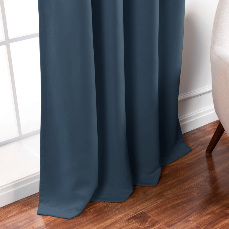 Adina Sevan Solid Thermal Grommet Curtain Panels, Indigo, 52"W x 108"L