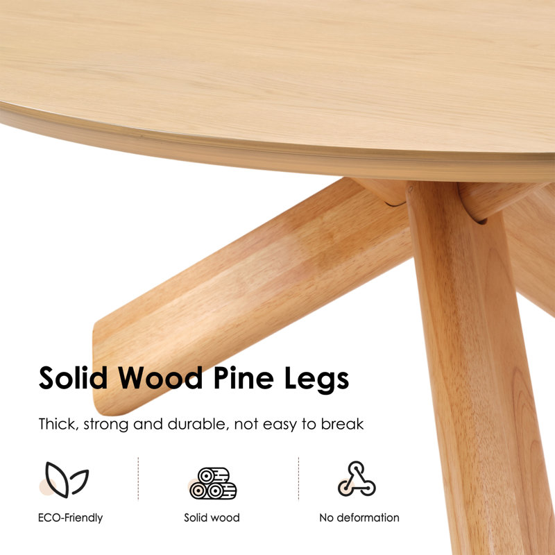 Modern Round Coffee Table, Natural Wood
