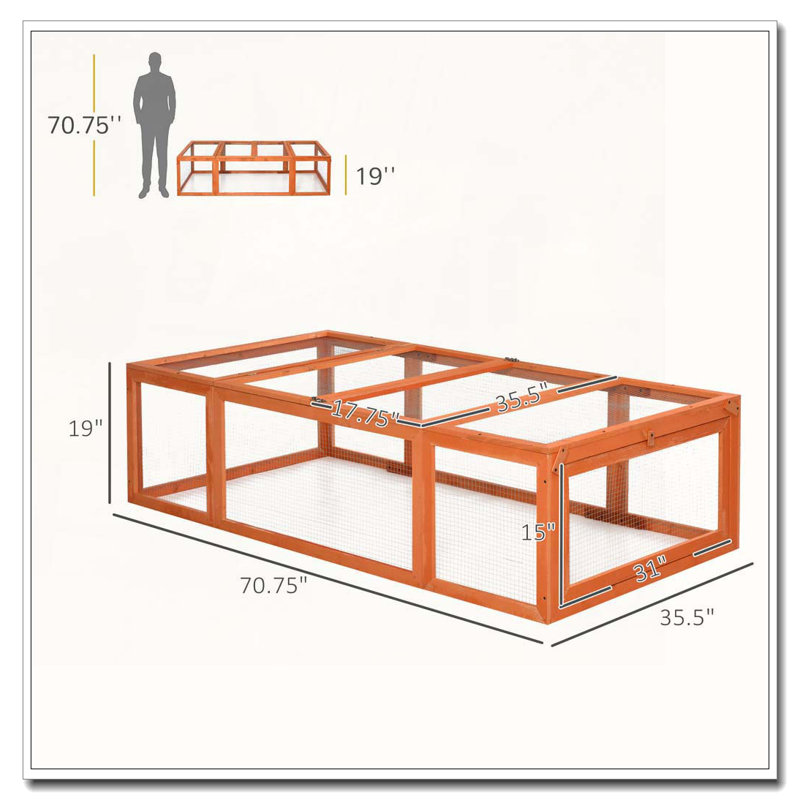 Grand refuge pour petits animaux en bois, Orange