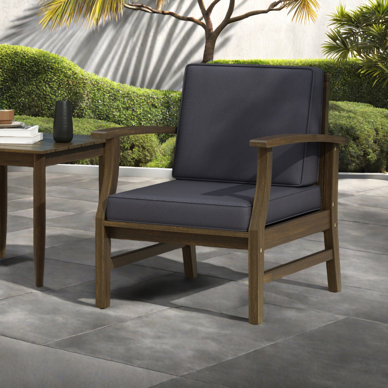 CHAISE CLUB, Noyer, Gris foncé