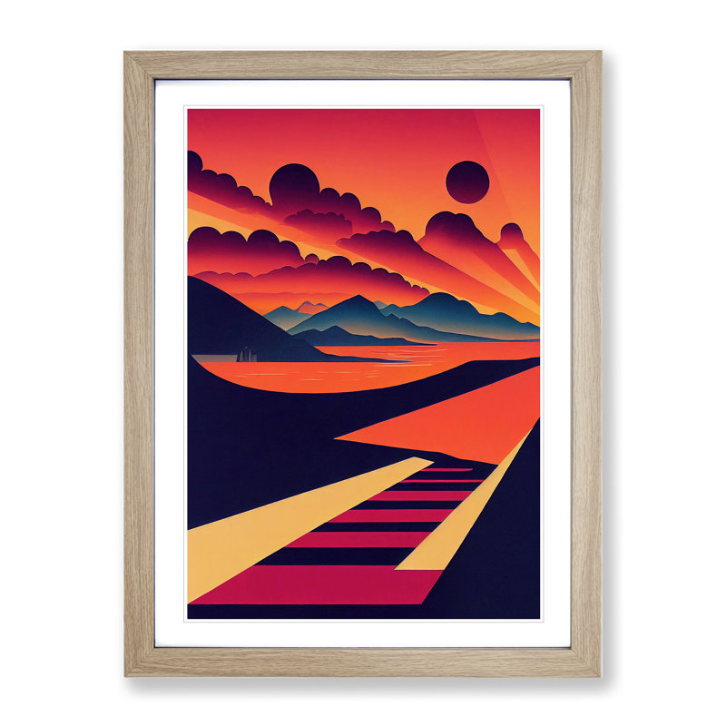 Breathtaking Sunset - Print, 66cm H x 48cm W x 2cm D, Oak Framed, White
