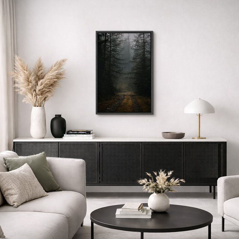 'Autumn Fall' Wall Art Print on Framed Canvas, Dark Forest, Cadre naturel flottant, H 24 po x l 16 po, Noir