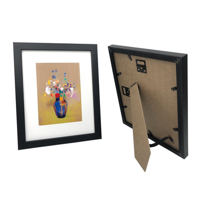 8x10 Picture Frame Set of 2 Made of Solid Wood Photo Frames with Real Glass for Pictures 5x7 with Mat or 8x10 Without Mat, Wall Mounting or Tabletop display Photo Frames in Black