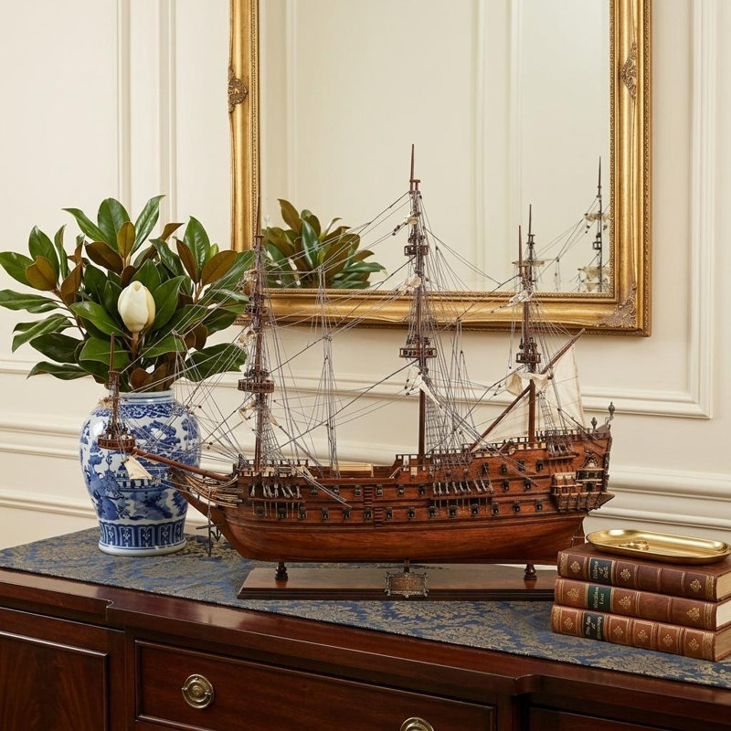 Bateau décoratif peint à la main 32 pouces brun c1665 Zeven