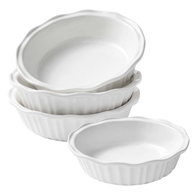 Ensemble de 4 moules à tarte en céramique 4 pièces, 4 petites assiettes à tarte, blanc